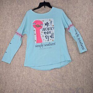 Simply Southern Womens Blue Long Sleeve Top Medium